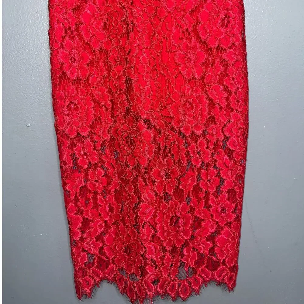 Alexis Red Lace Midi Dress - Picture 6 of 9